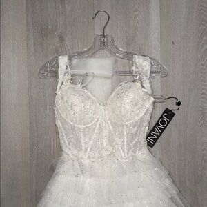 Jovani Ivory Lace Corset Gown